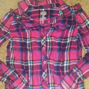 Girls medium Plaid Long Sleeve Shirt